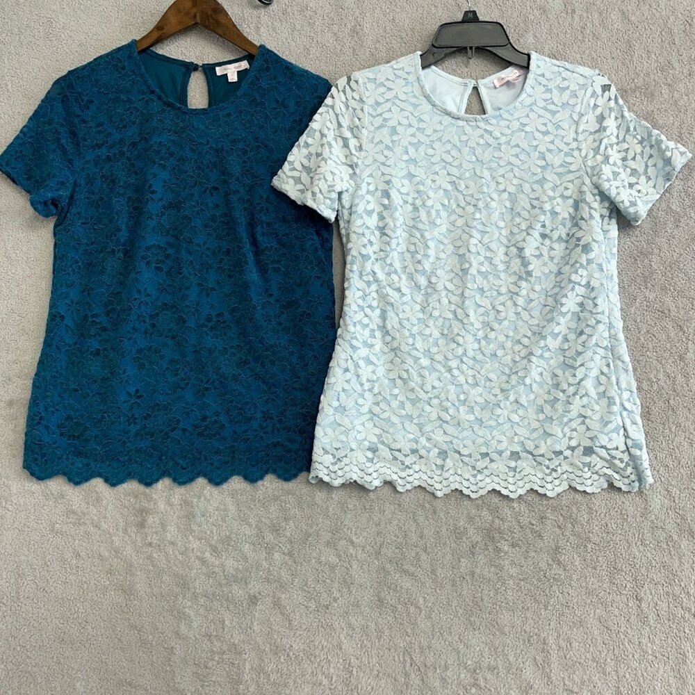 Bundle Teddi Rose Women's S Lace Overlay Teal & Blue Tops